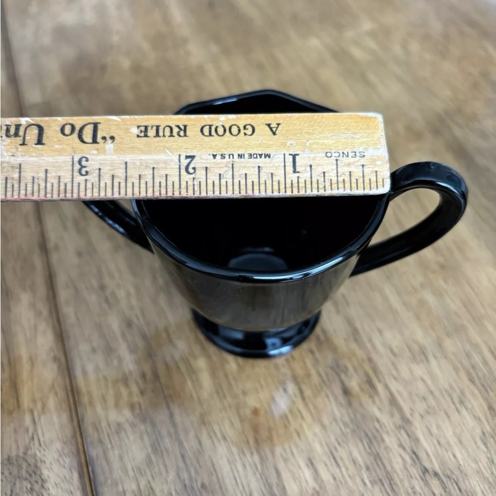 Vintage Elegant Fostoria FAIRFAX Ebony Glossy Black Glass Creamer Open Sugar - Picture 10 of 14